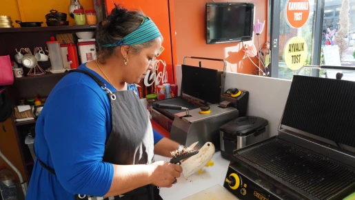 Woman preparing food.